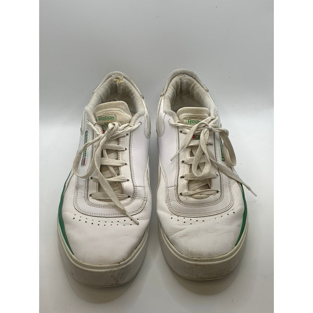 REEBOK Men's White-Green Court Lace-Up Sneakers SZ 10.5
