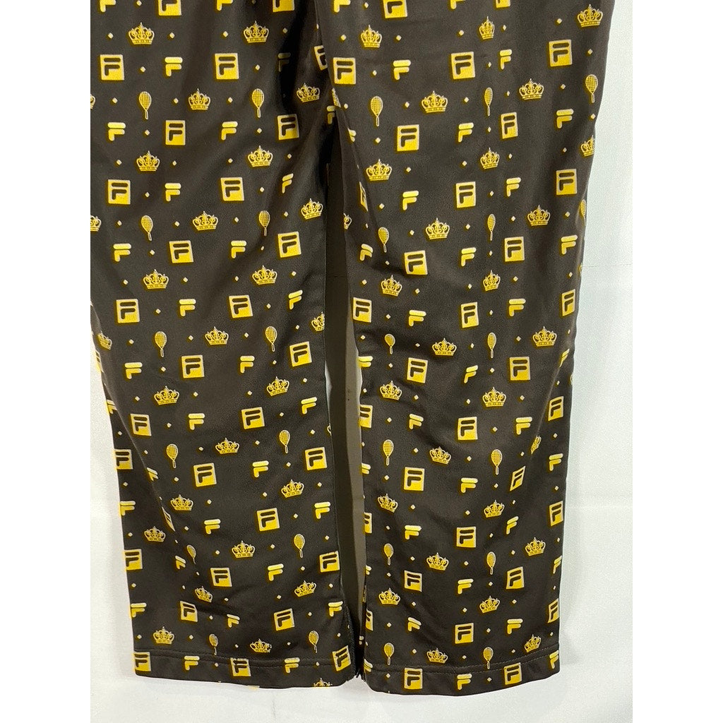 FILA For Urban Outfitters Men's Brown/Gold Monogram Zipper-Cuff Track Pants SZ S
