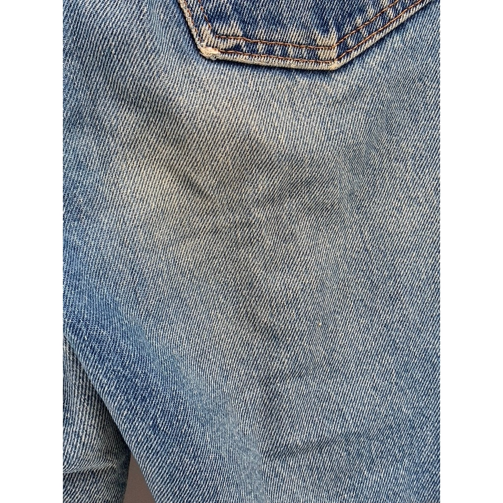 LEVI'S Misses Vintage Medium Blue Denim Frayed Classic Straight Jeans SZ L