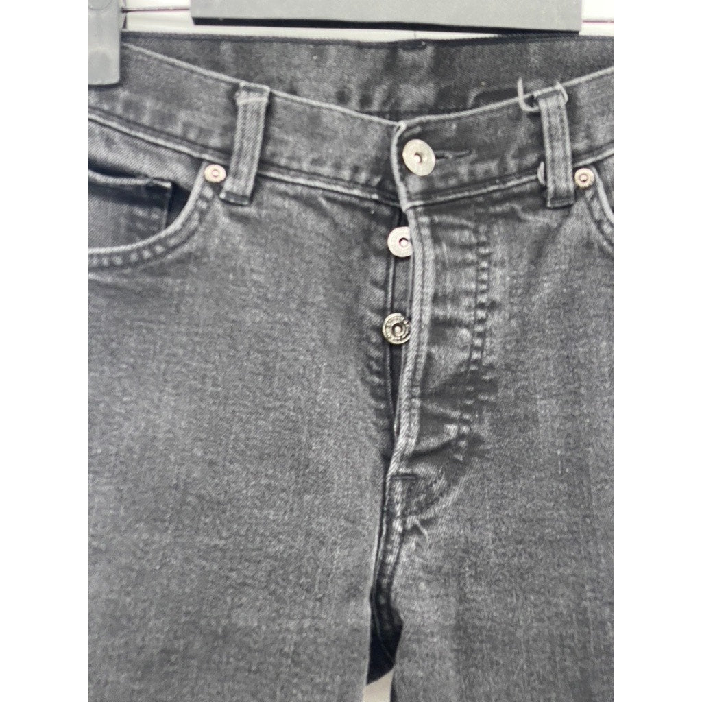 H&M Women’s Washed Black Button-Fly Distressed Slim & Denim Jeans SZ 32