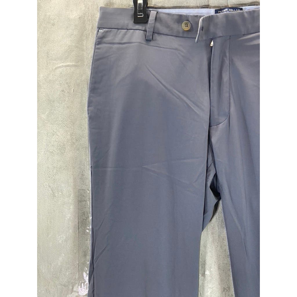 PETER MILLAR Men's Grey Crown Crafted Performance Flat Front Pants SZ 33X32