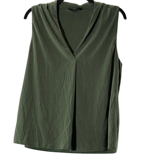 BANANA REPUBLIC Women's Green Sandwash Modal V-Neck Sleeveless Blouse SZ M