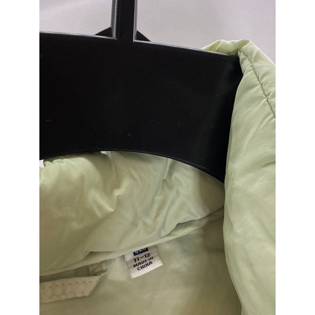 UNIQLO Kid's Light Green Puffer Hooded Warm Padded Zip-Up Jacket SZ 11-12