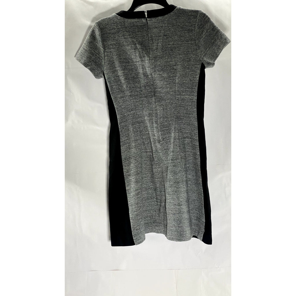 MADEWELL Women's Black/Gray Parkline Crewneck Short Sleeve Knit Mini Dress SZ 2