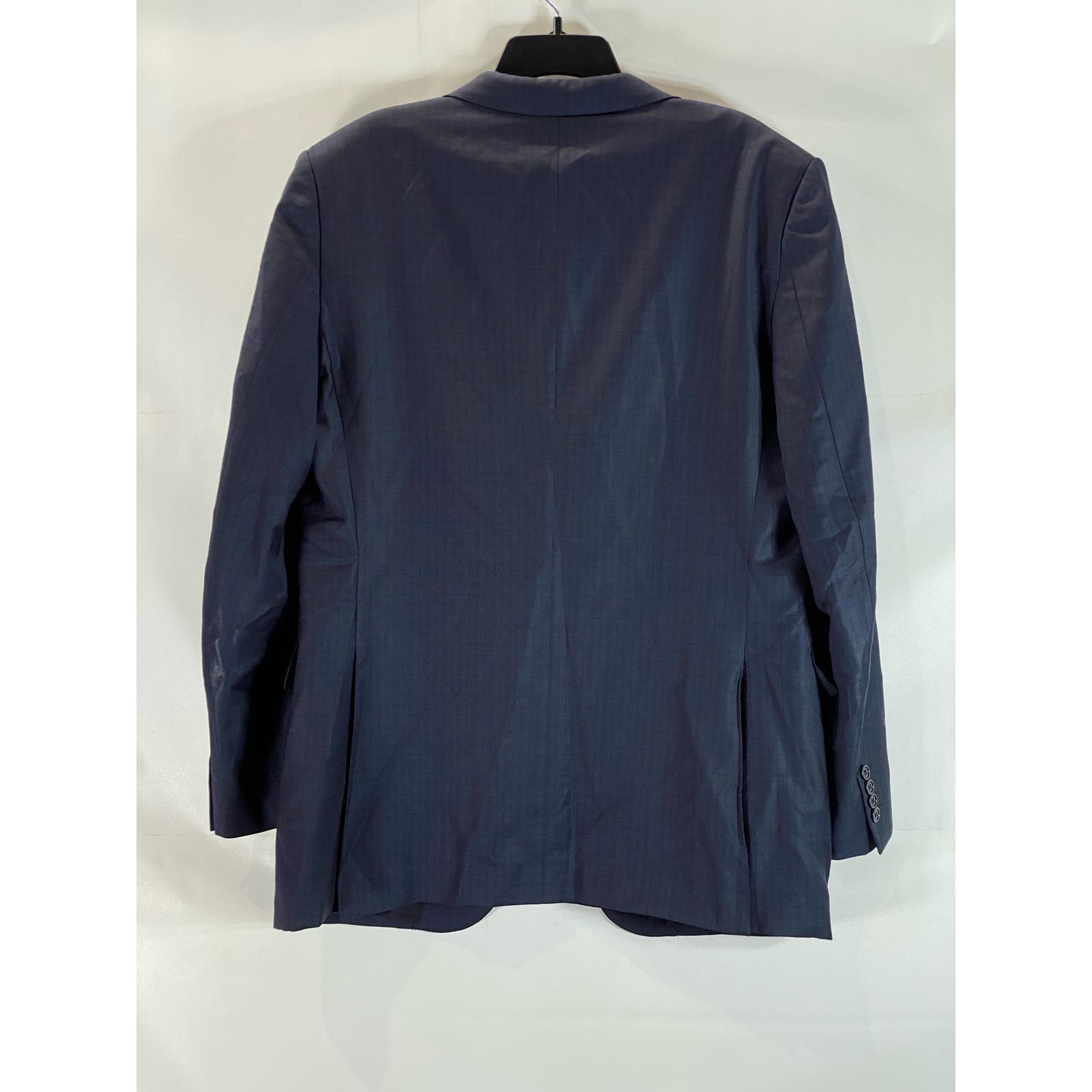 ERMENEGILDO ZEGNA Men's Navy Long Windowpane Trofeo Wool Two-Button Blazer SZ54L