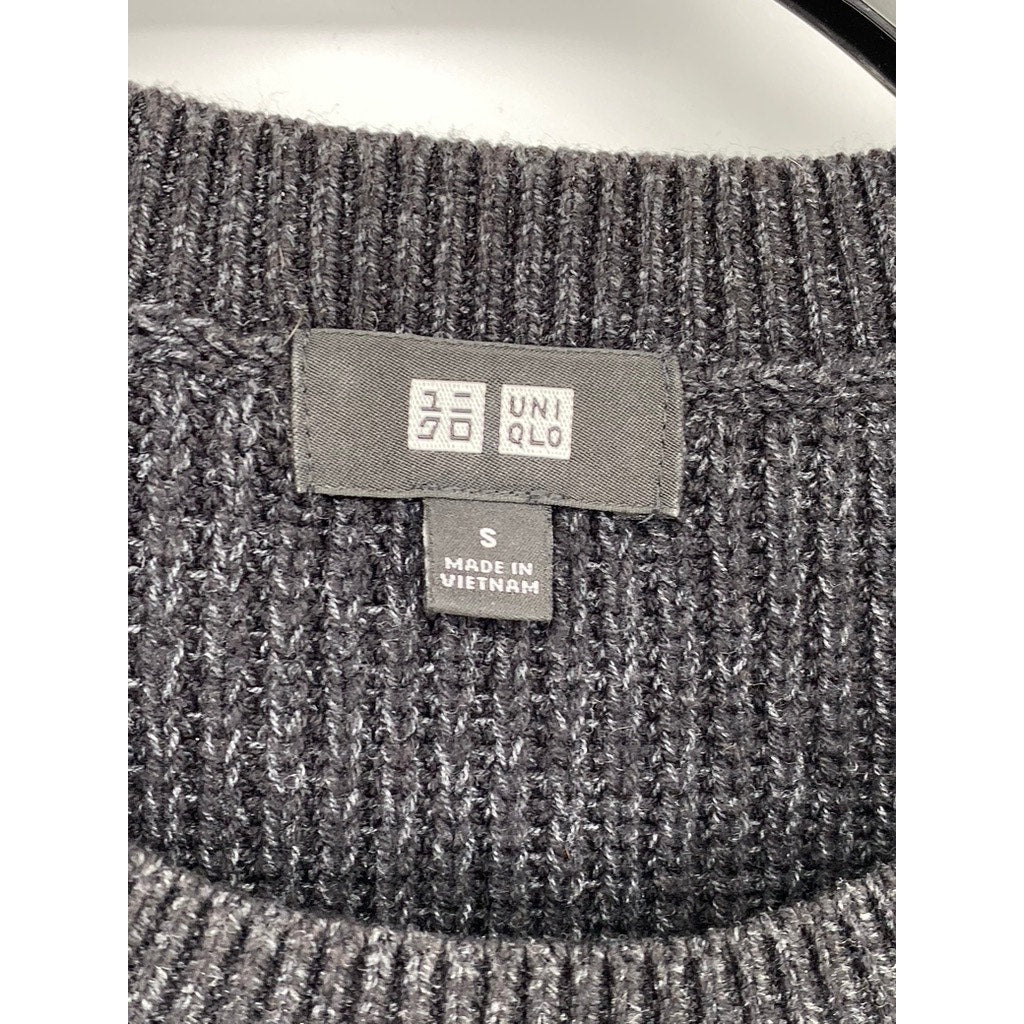 UNIQLO Unisex Adult Black Rib Knit Crewneck Sleeveless Cotton-Blend Vest SZ S