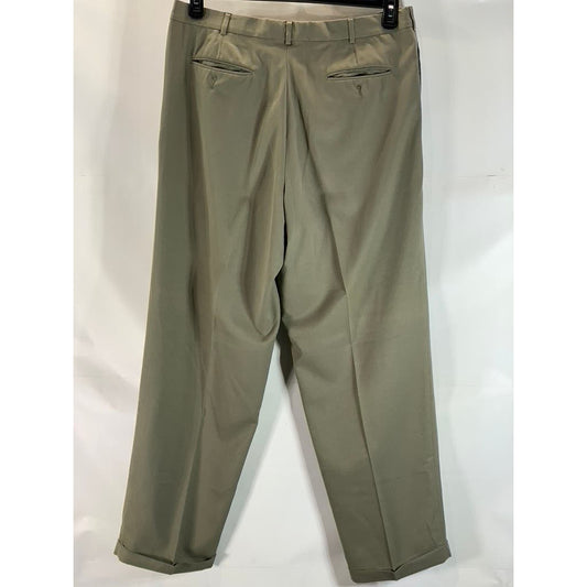 PERRY ELLIS PORTFOLIO Men's Tan Pleated-Front Classic-Fit Dress Pants SZ 38X32