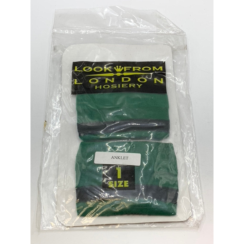 LOOK FROM LONDON HOSIERY Women's Dark Green-Black Striped Ankle Socks SZ OS