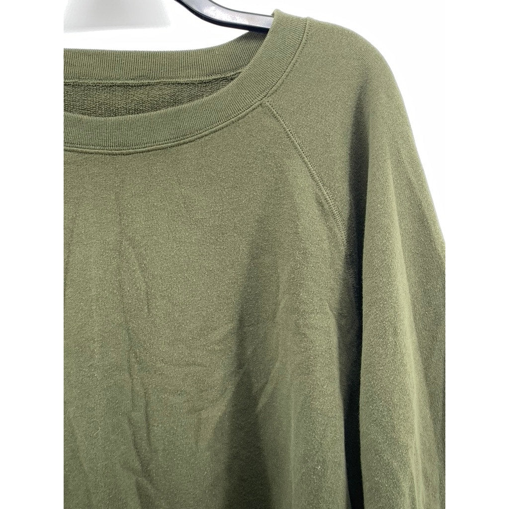 PINK By Victoria Secret Women's Olive Green Cropped Oversized Sweater SZ L