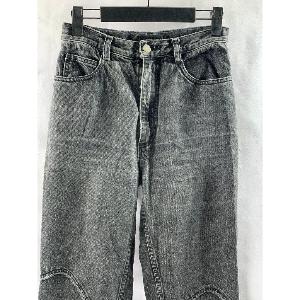 RACHEL COMEY Women's Washed Black Distressed High-Rise Denim Cropped Jeans SZ 0