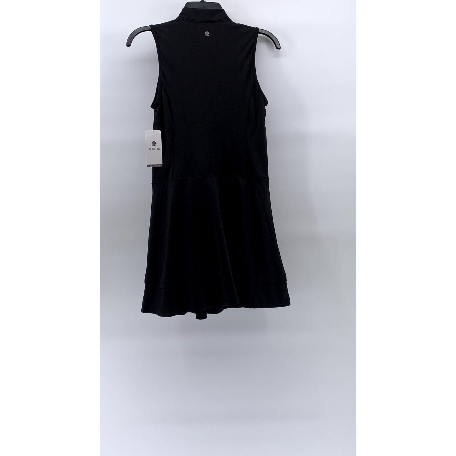 APANA Women's Black Solid Half-Zip Sleeveless A-Line Mini Active Dress SZ S