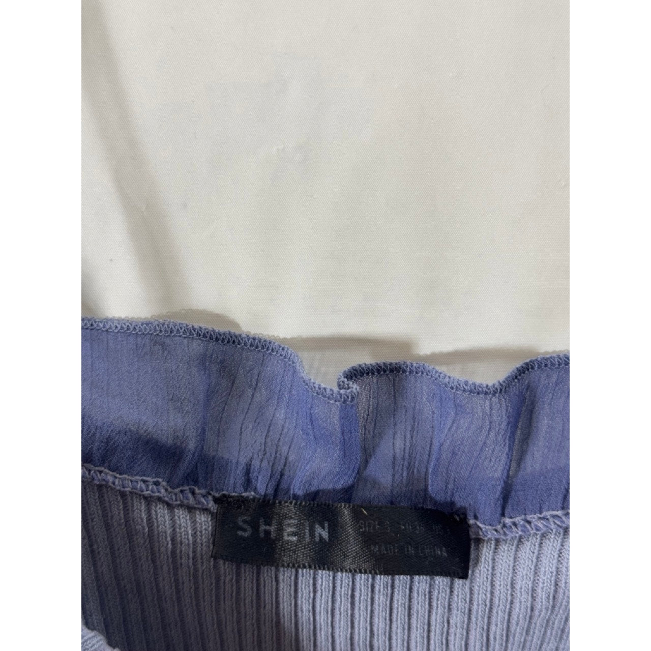 SHEIN Women's Blue Ruffle-Trim Lace-Up Front Ribbed Tank Top SZ S