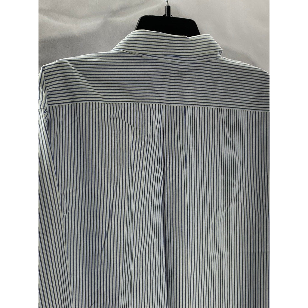 L.L. BEAN Men's Blue-White Striped Classic-Fit Button-Up Long Sleeve Shirt SZ XL
