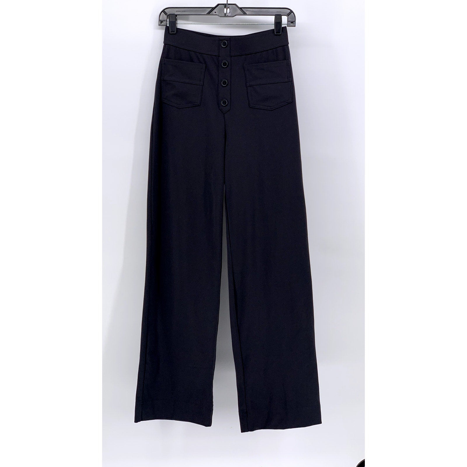 HALARA Women's Tall Black Button-Front High-Rise Pants SZ S
