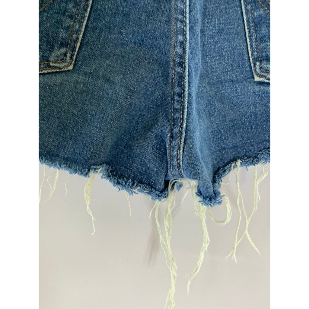 WRANGLER Women's Blue Regular-Fit Distressed Five-Pocket Denim Shorts SZ 31