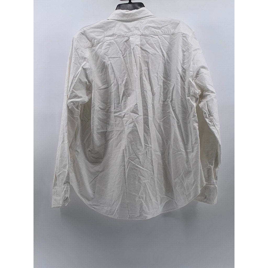 POLO RALPH LAUREN Men's White Solid Regular-Fit Button-Up Long Sleeve Shirt SZXL