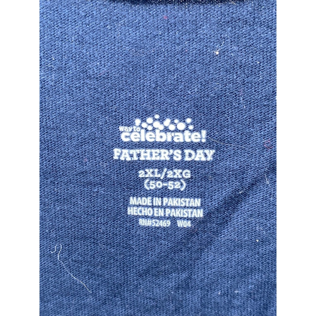 WAY TO CELEBRATE Men's Dark Blue Custom Crewneck Father's Day T-Shirt SZ 2XL
