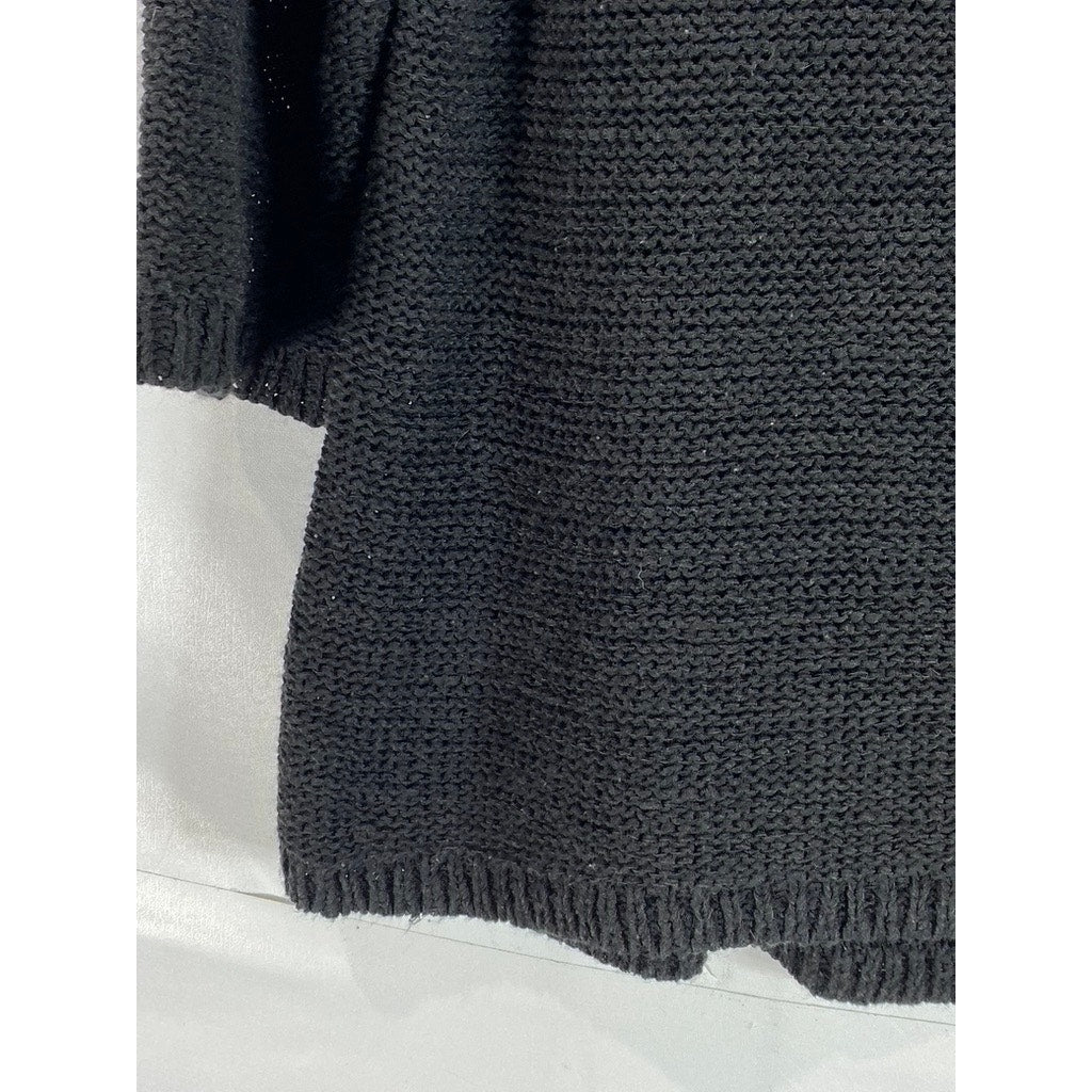STYLE & CO Women's Black Knit Long Sleeve Crewneck Pullover Sweater SZ L