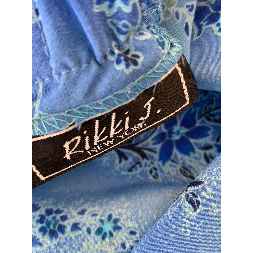 RIKKI J New York Women's Vintage Long Blue Paisley Skirt SZ L