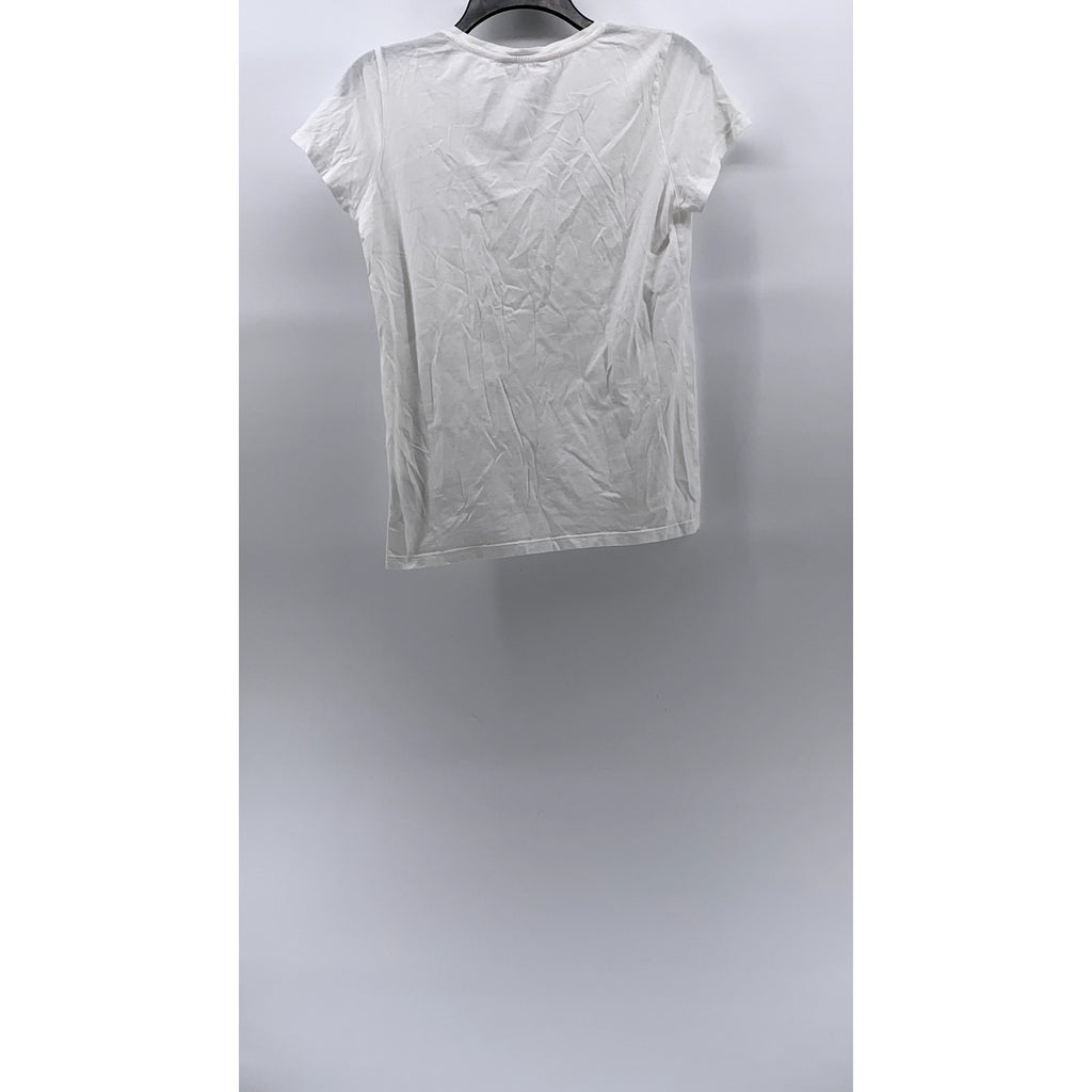 CLUB MONACO Women's White V-Neck Short Sleeve Casual Top SZ S