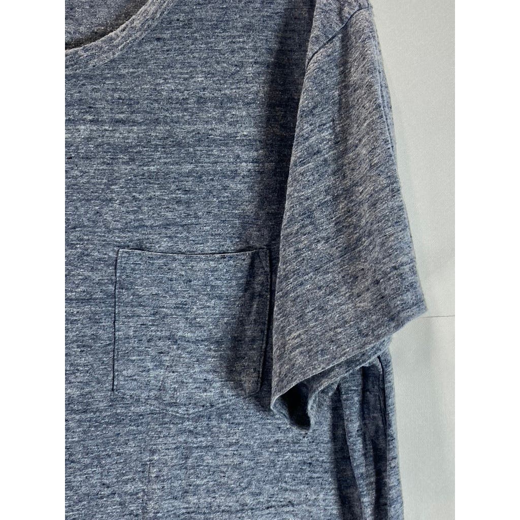 MARINE LAYER Men's Heather Blue Re-Spun Patch Pocket Short Sleeve T-Shirt SZ M
