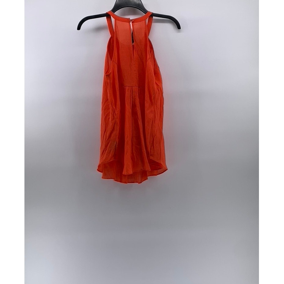 BCX Women's Orange Scoop-Neck Beaded Embellished Relaxed Fit Sleeveless Top SZ S