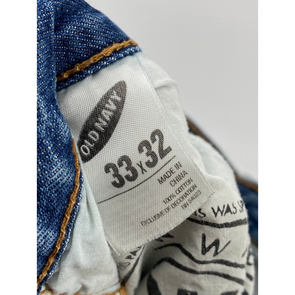 OLD NAVY Men's Light Blue Wash Distressed Slim-Fit Five Pocket Jeans SZ 33X32