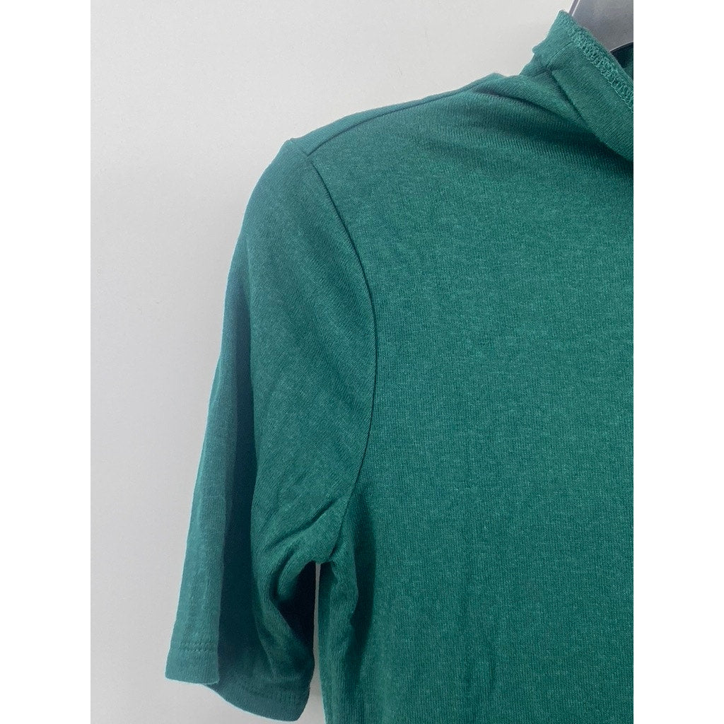BANANA REPUBLIC Women's Green Soft Luxe Turtleneck Short Elbow Sleeve Top SZ S