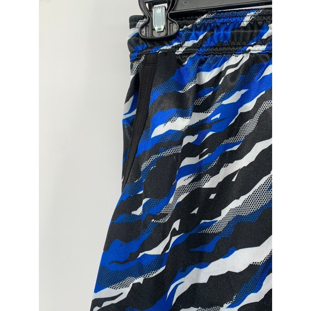 AND1 Men's Black-Blue-White Printed Basketball Shorts SZ S