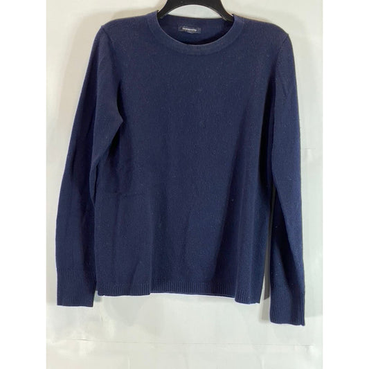 LANDS' END Women's Navy Crewneck Cashmere Pullover Sweater SZ M 10-12