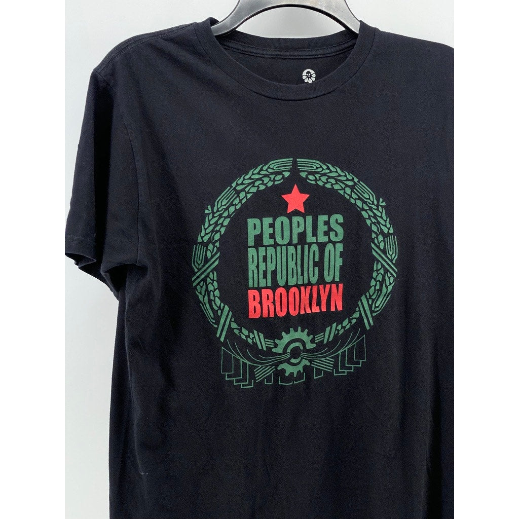 CUSTOM INK Men's Black Round Logo Crewneck Casual Short Sleeve T-Shirt SZ S