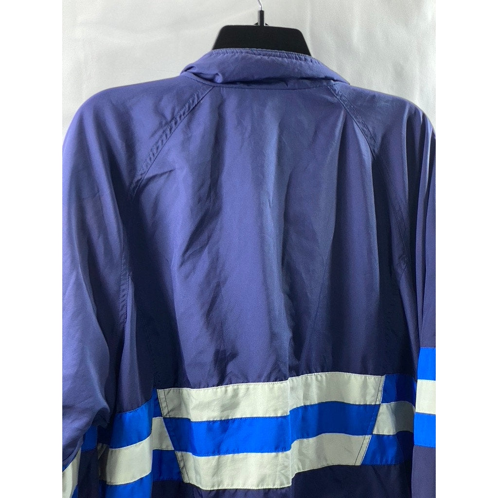 LE COQ SPORTIF Men's Blue-White Striped Zip-Up Activewear Jacket SZ L