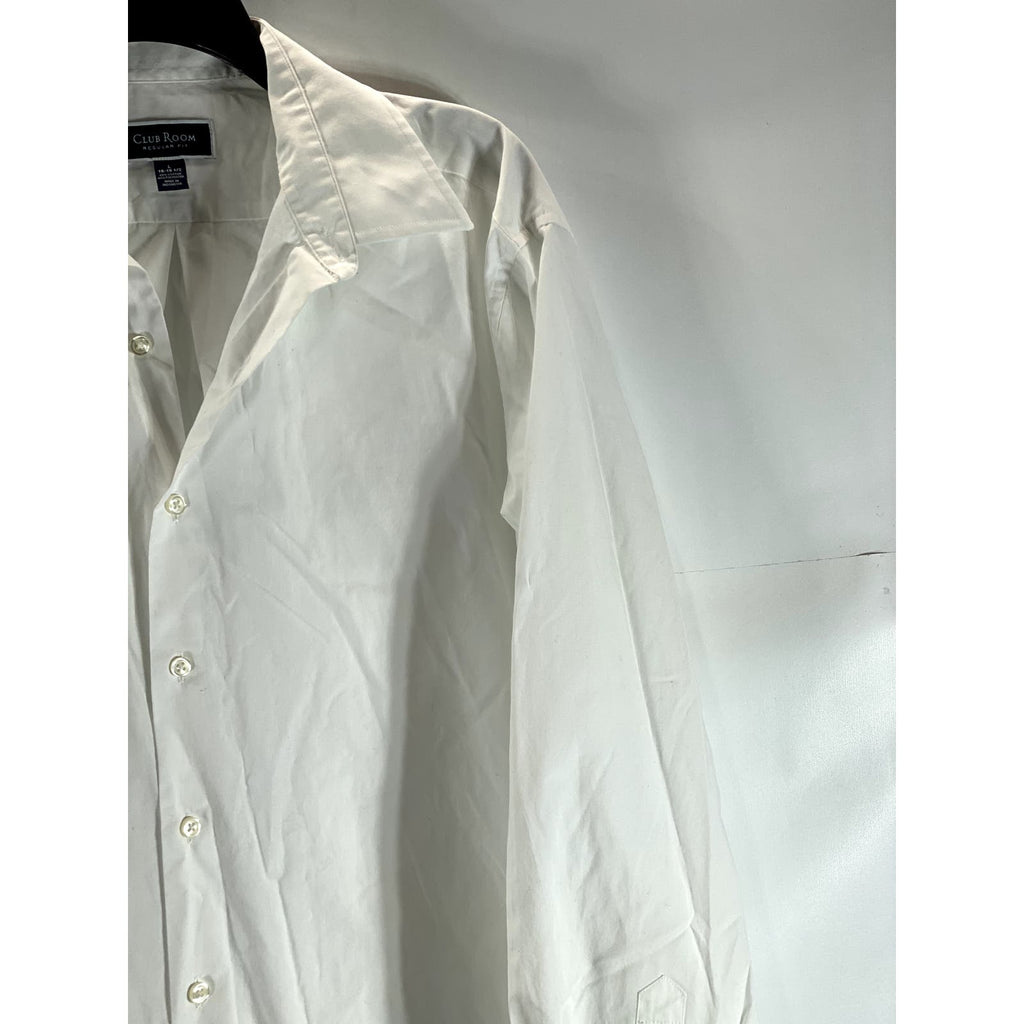 CLUB ROOM Men's Solid White Regular-Fit Button-Up Long Sleeve Shirt SZ