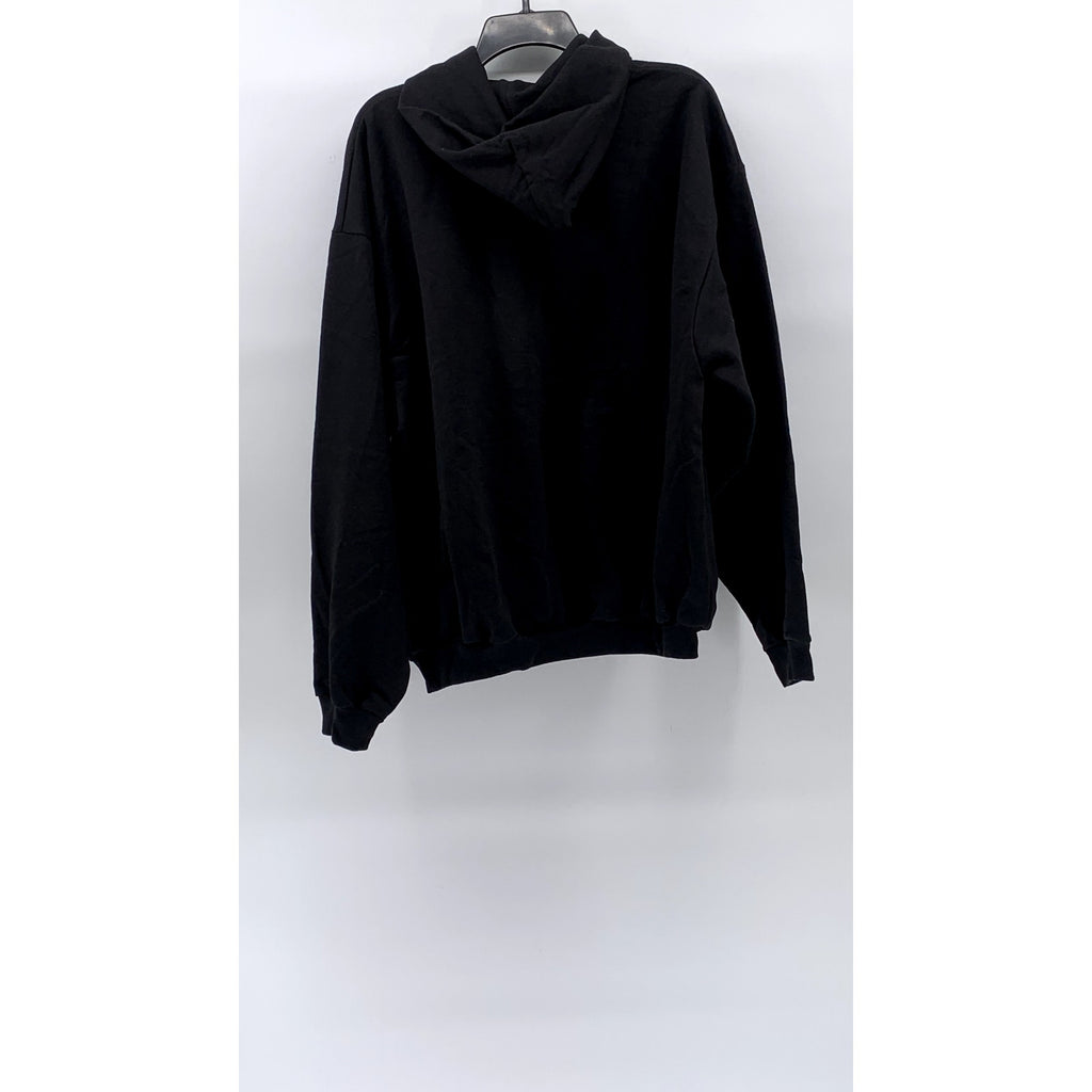 UNBRANDED Unisex Adult Black Solid Casual Pullover Hoodie SZ L