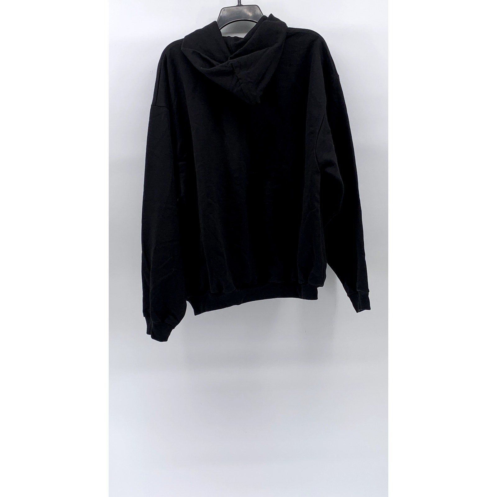 UNBRANDED Unisex Adult Black Solid Casual Pullover Hoodie SZ L