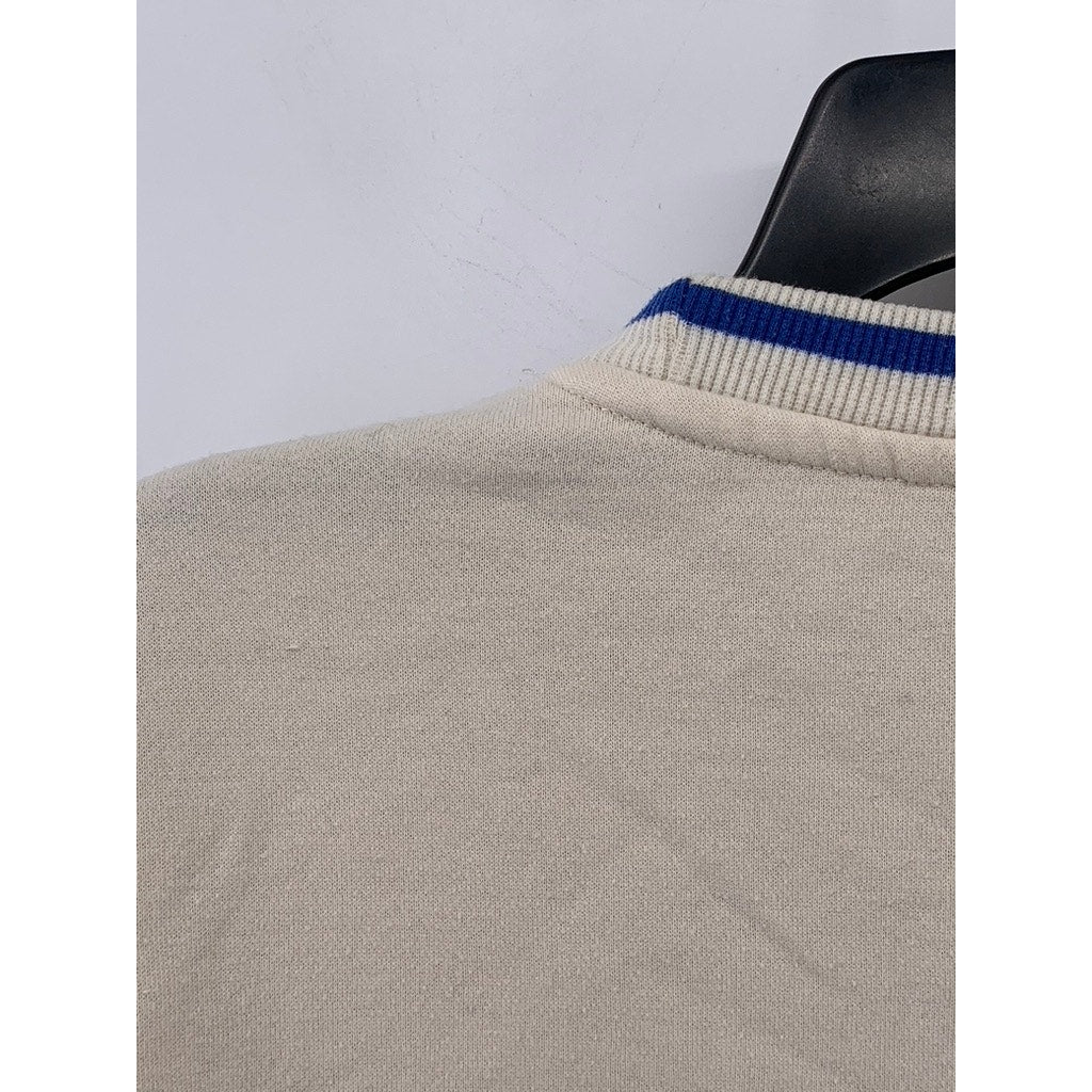 FILA Women's Beige Vintage Crewneck Embroidered Patch Logo Sweatshirt SZ M