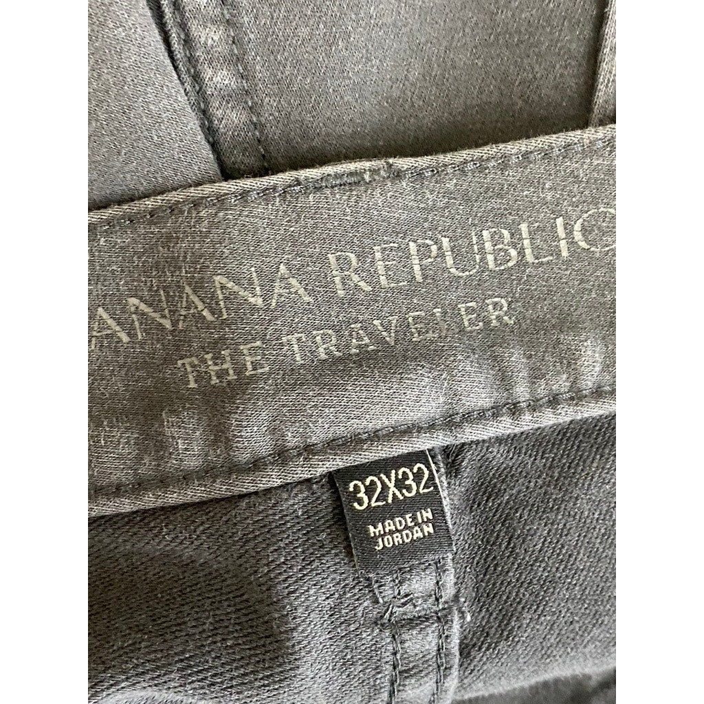 BANANA REPUBLIC Men's Dark Gray Slim-Fit Aiden Traveler Five-Pocket Pant SZ32X32