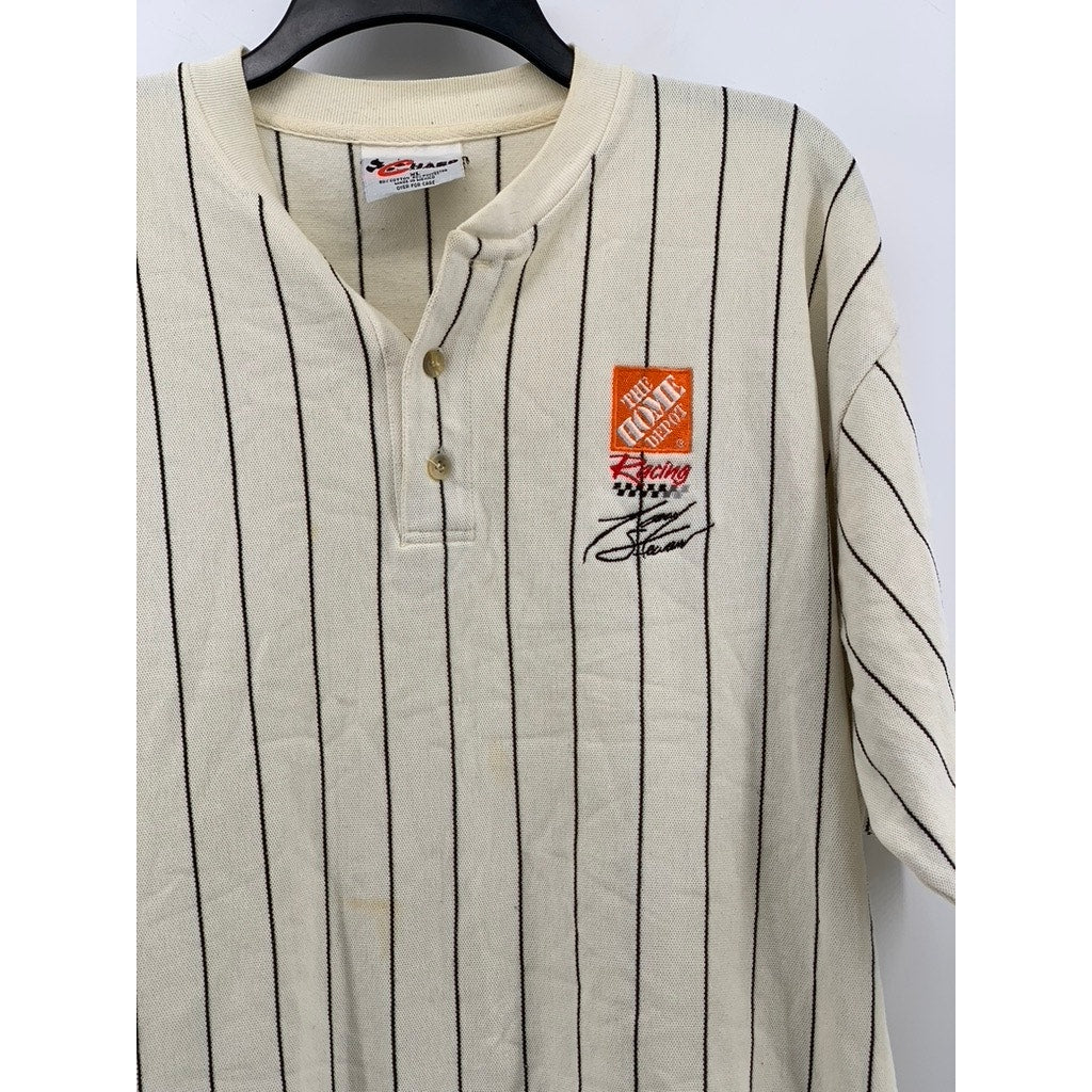 CHASE Men's Vintage Beige Tony Stewart Home Depot Nascar Baseball Shirt SZ S