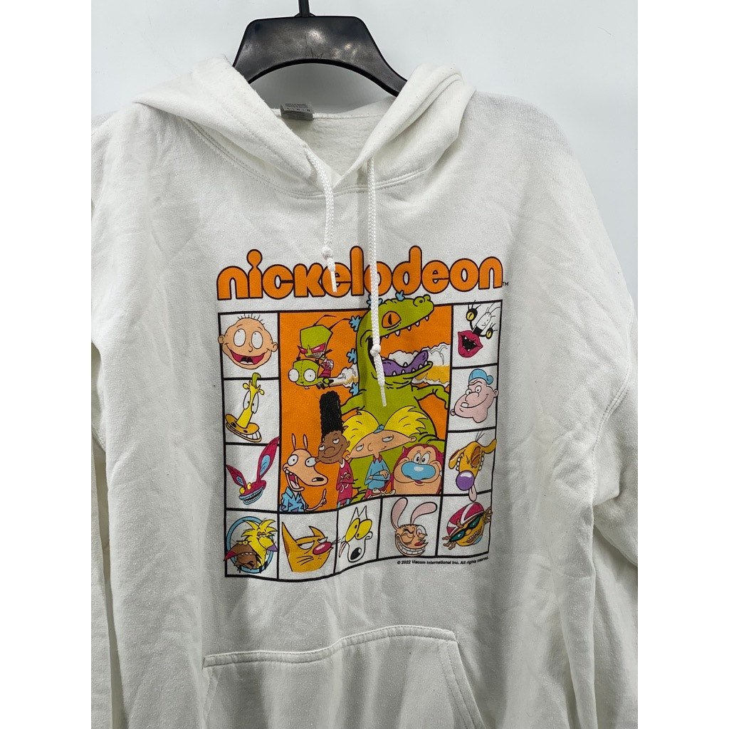 GILDAN Unisex Adult White Nickelodeon Character Box Long Sleeve Hoodie SZ L