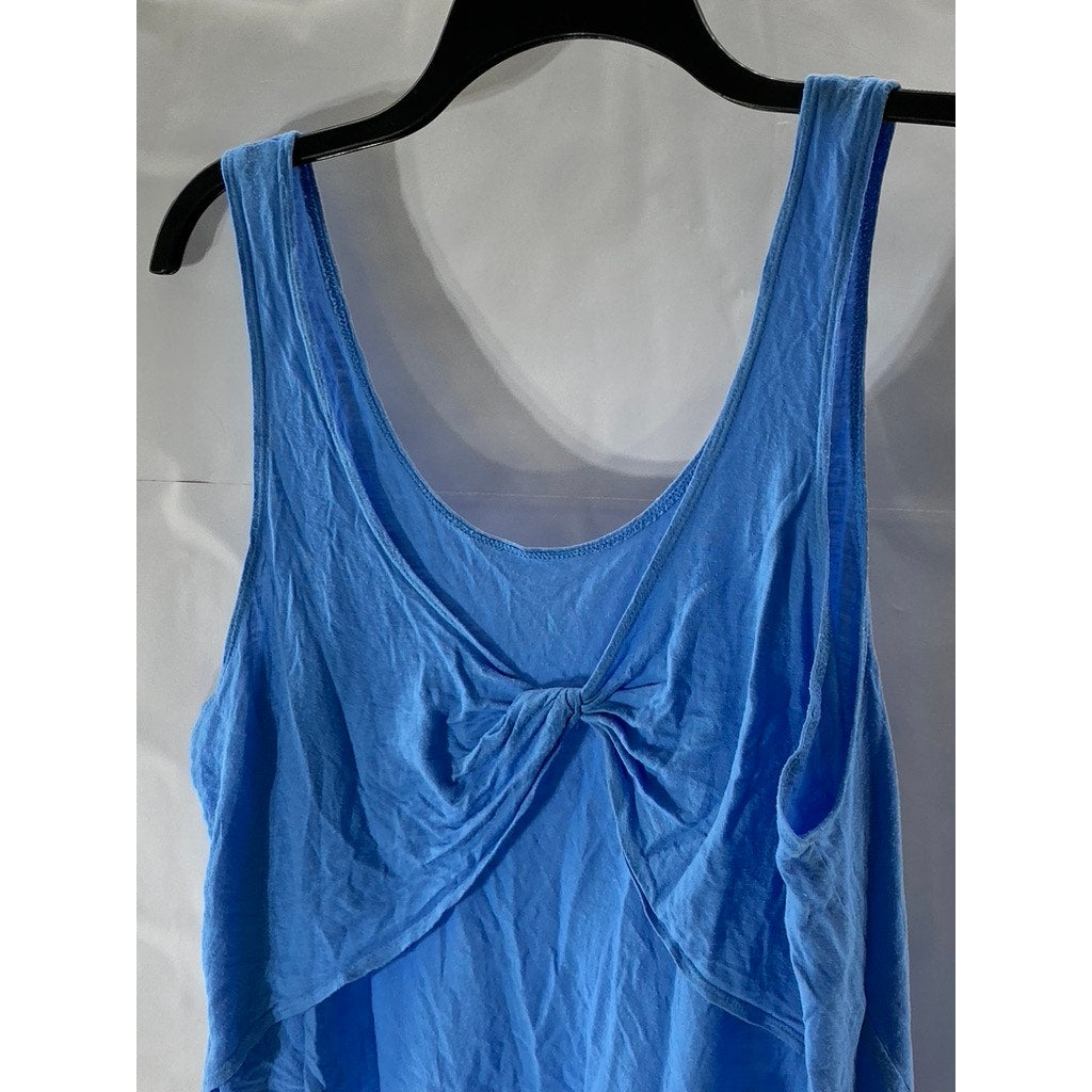 UNBRANDED Women’s Blue Tie-Knot V-Neck Open Front Tank Top SZ S
