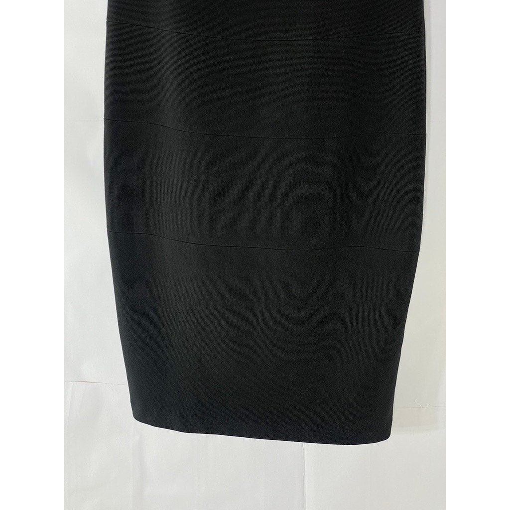 SANGRIA Women's Black Layered Straight-Neck Bodycon Mini Cocktail Dress SZ 4