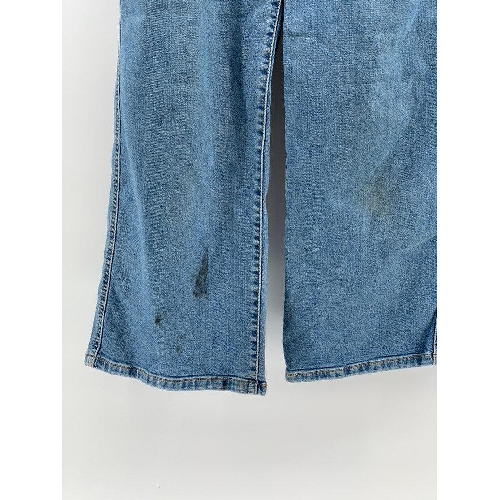 LEVI'S Women's Blue Denim Mile High Wide-Leg Button-Fly Cropped Jeans SZ 28