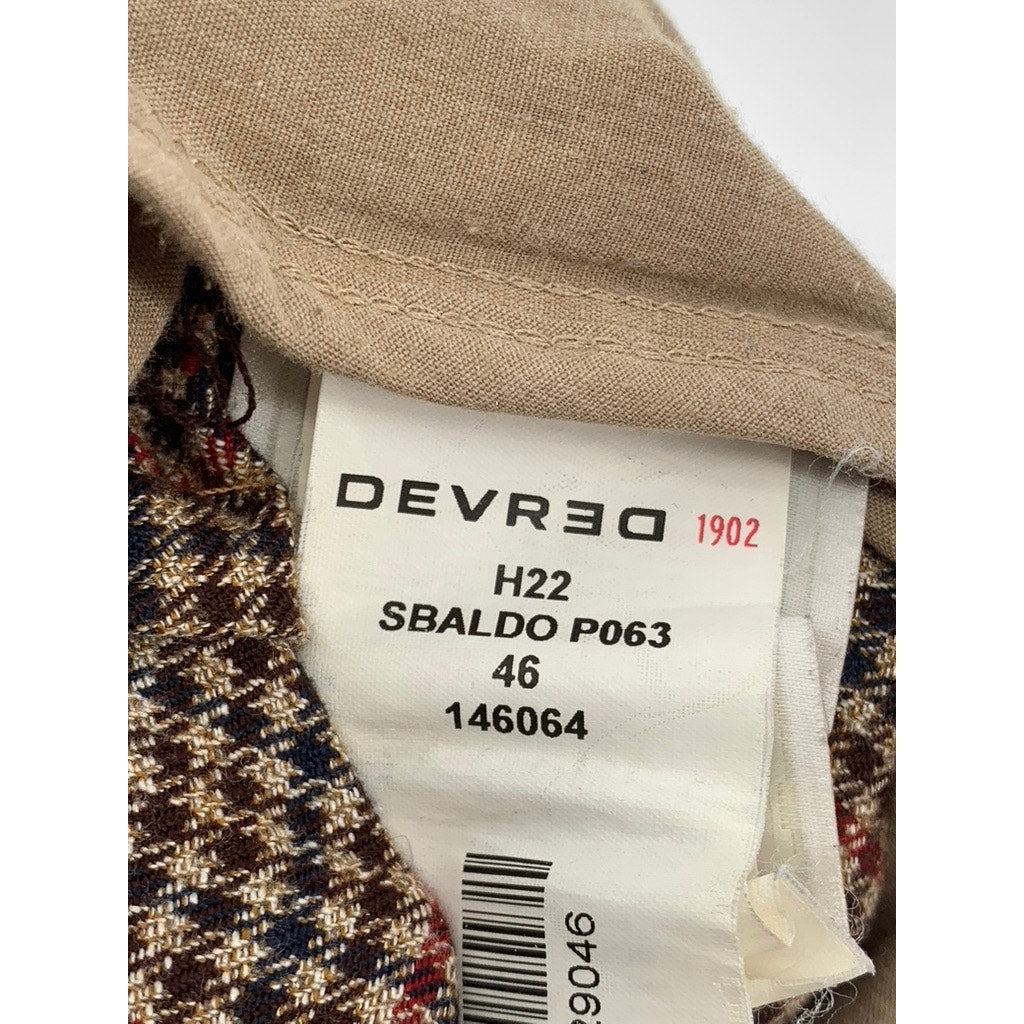 DEVRED 1902 Men's Brown Houndstooth Slim-Fit Regular Cuffed Pant SZ 38