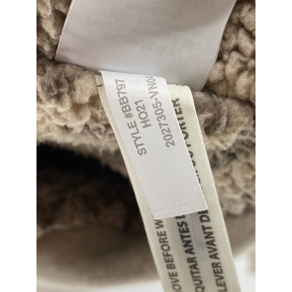 J.CREW Men's Beige Marled Brushed Fleece Sherpa-Lined Zip-Up Hooded Sweater SZ S