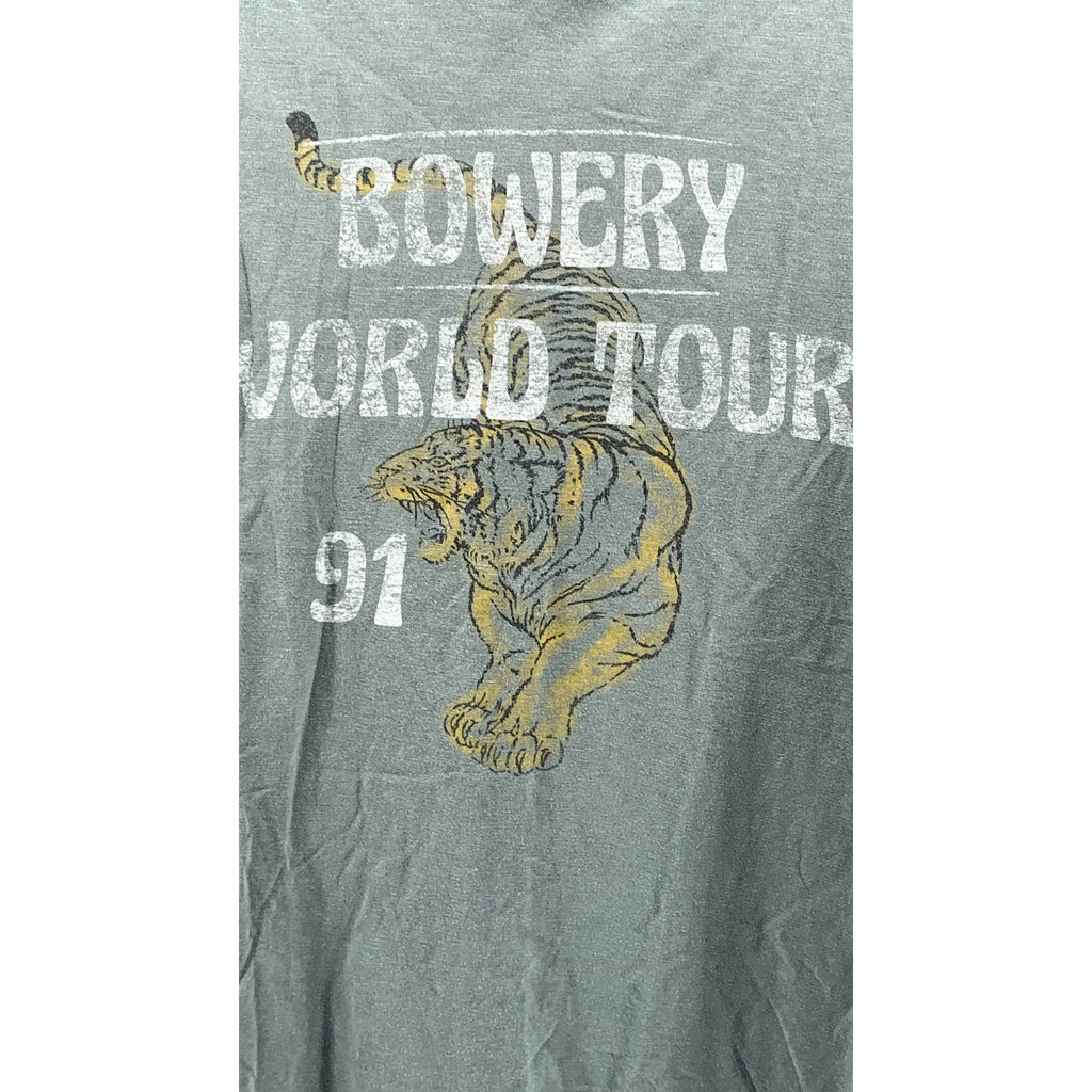 BOWERY NYC Men's Green Crewneck World Tour 91' Graphic Short Sleeve T-Shirt SZ M