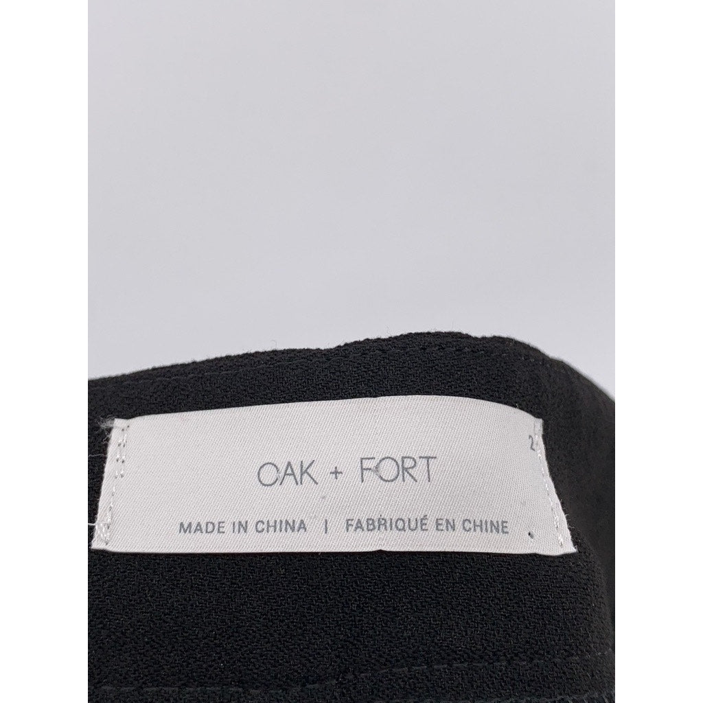 OAK+FORT Women's Black Cuffed Straight-Leg Pants SZ 2