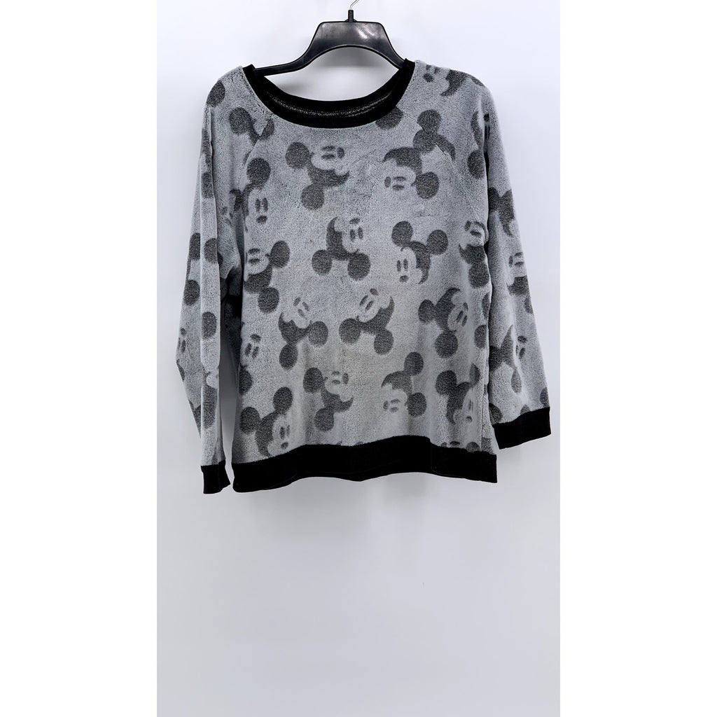 DISNEY Women's Gray-Black Mickey Mouse Fleece Sweatshirt SZ M