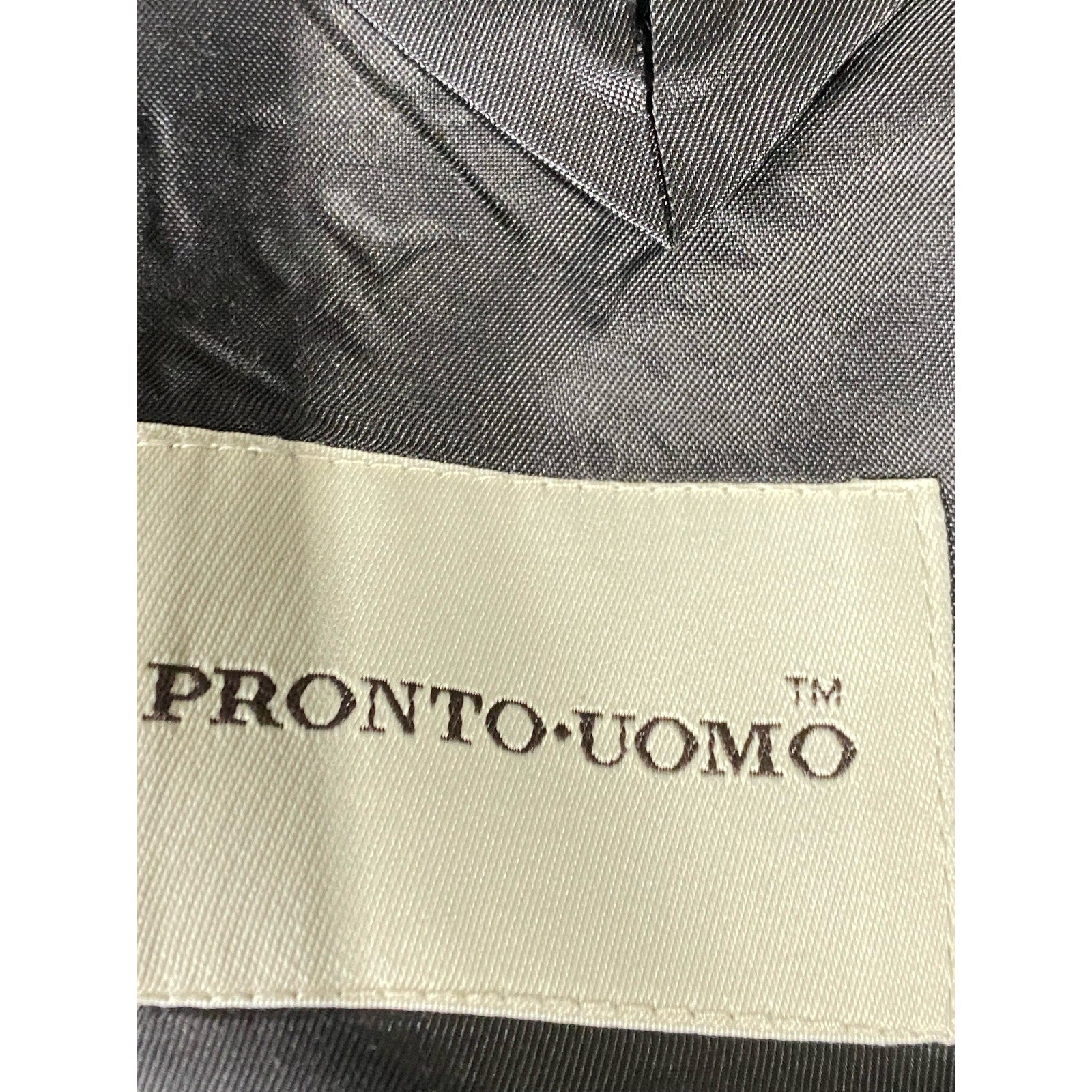 PRONTO UOMO Men's Charcoal Printed Wool Three-Button Notch Lapel Blazer SZ 44R