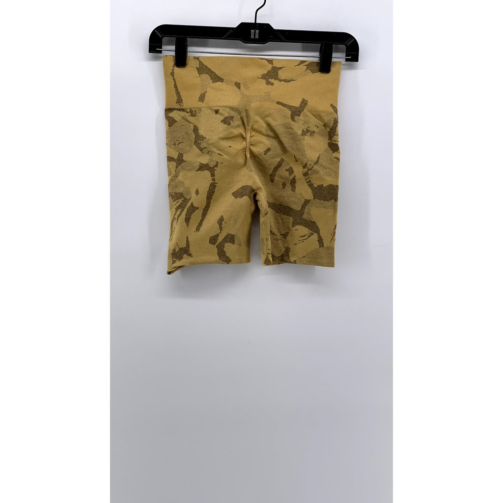 GYMSHARK Women's Mustard Yellow Printed Bike Shorts SZ XS