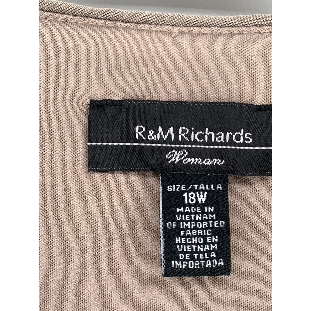 R&M RICHARDS Women's Plus Beige Sequin Embellished Lace 3/4 Sleeve Shawl SZ 18W